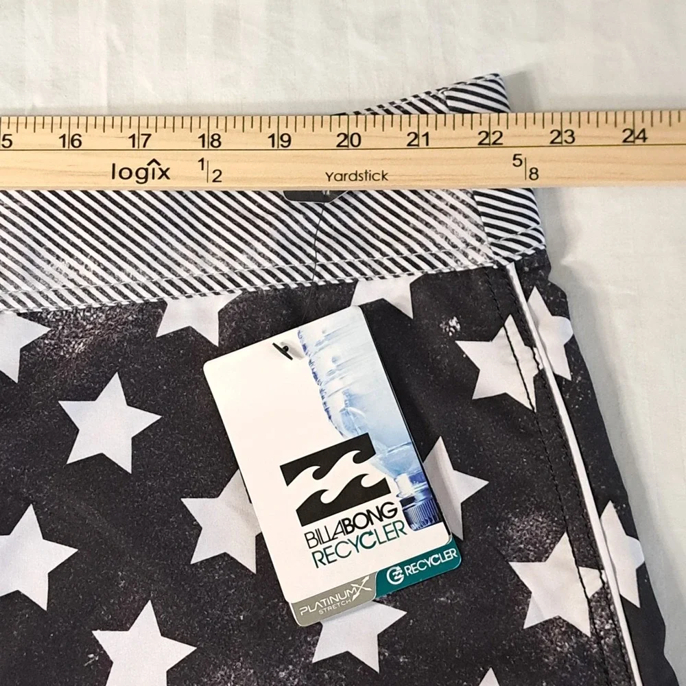 Billabong Platinum X Men's 44 PX3‎ Shorts Gray Drawstrings Stars USA Flag